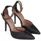 Scarpin Vizzano Bico Fino Salto Alto Amarração Feminino - Preto