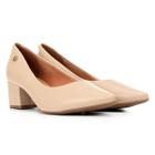 Scarpin Vizzano Bico Fino Salto Bloco - Bege