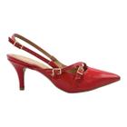 Scarpin Vizzano Slingback Vermelho Brilho Verniz Tiras Fivelas 1185.1124