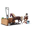 Schleich Horse Toys & Playsets 13 Piece Horse Wash and Bath Stall Area, com Estatueta de Cavalo, Figura de Ação groomer e acessórios de pônei, para meninas e meninos de 5 anos ou acima