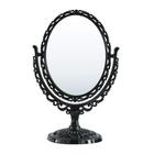 schonee Espelho de maquiagem de mesa de dupla face, espelho de suporte de mesa giratório oval, espelho de maquiagem de dois lados vintage de rotação de 360 graus (espelho de dupla face - preto)