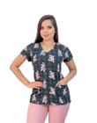 Scrubs Blusa Feminino Monica com 2 Bolsos Frontais Malha Flame