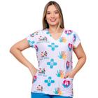 Scrubs Blusa Feminino Saúde Da Família Tecido Oxfordine