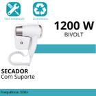 Secador 110V de Cabelo Branco Compacto com Suporte USB para Banheiros de Hotéis