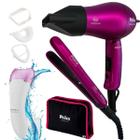 Secador de cabelo 1000w chapinha mini fina e depilador kit