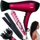 Secador de cabelo 2100w difusor e modelador e chapinha gama