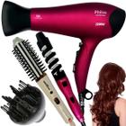 Secador de cabelo 2100w e modelador 2x1 e escova alisadora