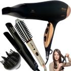 Secador de cabelo 2100w escova modeladora e prancha black