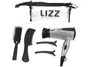 Secador de Cabelo Lizz Professional Classic Mini - Prata para Viagem Dobrável Íons Ceramic 1200W