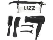 Secador de Cabelo Lizz Professional Classic Mini - Preto para Viagem Dobrável Íons Ceramic 1200W