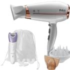 Secador De Cabelo Philco 2200w Ion Profissional Ar Quente Frio Beauty Difusor Cachos Depilador Gama Italy 2 Em 1 Look