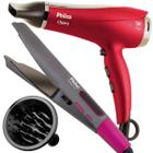 Secador De Cabelo Philco Cherry 2100w Ions Ar Quente e Frio Difusor Prancha Modelador 2 Em 1 Titanium Advance