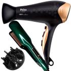 Secador De Cabelo Philco Profissional 2200w Ions Ar Quente Frio Stilo Bivolt Com Difusor Cachos Prancha Cerâmica 200ºc Larga