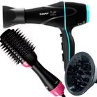 Secador De Cabelo Taiff 2000w Ions Profissional Ar Quente Frio Preto Difusor De Cachos Escova Alisadora 4x1 City Rosa