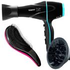 Secador De Cabelo Taiff 2000w Ions Profissional Ar Quente Frio Preto Difusor De Cachos Escova Flex