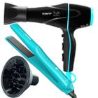 Secador De Cabelo Taiff 2000w Ions Profissional Ar Quente Frio Preto Difusor De Cachos Prancha Gama Italy Ceramica 210ºc