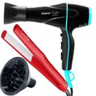 Secador De Cabelo Taiff 2000w Ions Profissional Ar Quente Frio Preto Difusor De Cachos Prancha Gama Italy Ceramica 430f Lichia