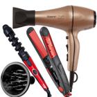 Secador De Cabelo Taiff Profissional 2000w Ar Quente Frio Dourado Difusor De Cachos Modelador Nova Prancha Ceramica 250ºc Liss