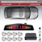 Sensor de Estacionamento Dianteiro e Traseiro Prata Renault Duster 2012 2013 2014 2015 2016 Frontal Ré 8 Oito Pontos Aviso Sonoro Distância