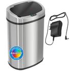 SensorCan 13 Gallon Battery-FREE Sensor Automático Cozinha Trash Can com adaptador de energia, forma oval de aço inoxidável lixeira com plugue AC