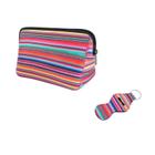 Serape saco cosmético grande impermeável macio neoprene zíper viagem banheiro portátil maquiagem organizador caso com bálsamo labial chapstick titular chaveiro