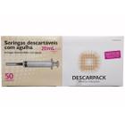 Seringa 20ML Luer SLIP + Agulha 25 X0,70MM Caixa C/ 50 Unidades - Descarpack