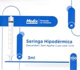 Seringa HiPodérmica 3 Ml Descartável S/ Agulha Caixa C/100