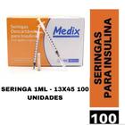 Seringa Insulina Botox Estetica 1ml 13 X 0,45 MM Ultrafina 100 Unidades MEDIX