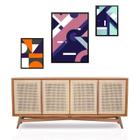Set 3 Quadros Abstratos Pantone Colors - Com Vidro