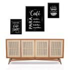 Set 3 Quadros Café Chalkboard - Com Vidro