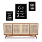 Set 3 Quadros Café Chalkboard - com vidro