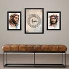 Set 3 Quadros Jesus Cristo - Pai Nosso - com vidro