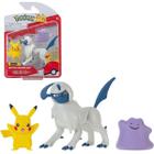 Set Battle Figure 3 Pokémons Pikachu Absol e Ditto Sunny