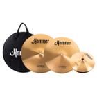 Set Pratos De Bateria Liverpool Hammer System 14/16/20 + Bag