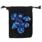 Sete 7 Dados Rpg Azul D4 D6 D8 D10 D10% D12 D20 Bolsa Kit