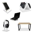 Setup Gamer Kit Spark Mesa Preto/Jade + Suporte para Controle Headset Notebook e Celular Branco - Genus Móveis