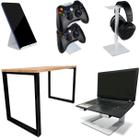Setup Kit Gamer Vexus Com Mesa Dallas 1,20 Suporte P/ Notebook Controle Fone Celular Branco