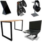 Setup Kit Gamer Vexus Com Mesa Dallas 1,20 Suporte P/ Notebook Controle Fone Celular Prata