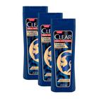 Shampoo Clear Men Anti Caspa Cabelo e Barba 200ml Kit com três unidades