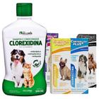 Shampoo Clorexidina + 12 comp antipulga 16 a 30kg Controler