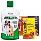 Shampoo Clorexidina + 24 comp antipulga até 15kg Vermitril