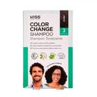 Shampoo Tonalizante Kiss New York Color Change Preto com 3 Unidades