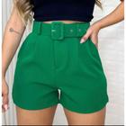 Short alfaiataria com cinto tendência feminina