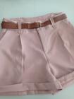 Short Alfaiataria feminino cintura alta com cinto marrom