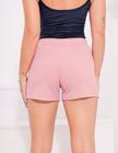 Short canelado elástico na cintura feminino básico casual.