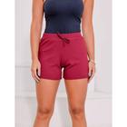 Short canelado elástico na cintura feminino básico casual