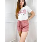 Short canelado feminino elástico na cintura básico moda gringa