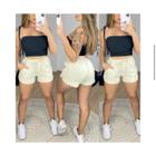 Short curto elástico na cintura linho feminino estilo