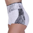 Short Curto Fitness Feminino Recortes Poliamida Cós Alto Orbis Branco