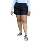 Short Curto Leve Com Cordão E Elástico Na Cintura Esportivo E Lazer Tecido Tactel Plus Size - Preto